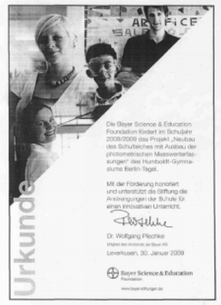 Urkunde der Bayer-Stiftung bayer urkunde